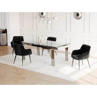 Vente-unique Table à  manger extensible LUBANA Verre trempé métal 8 à  10 cous  