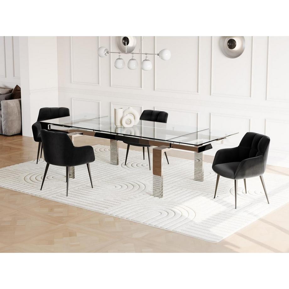 Vente-unique Table à  manger extensible LUBANA Verre trempé métal 8 à  10 cous  
