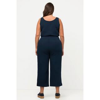 Ulla Popken  Jumpsuit, 7/8-Länge, Musselin, V-Ausschnitt, ärmellos 