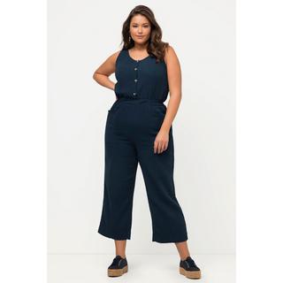 Ulla Popken  Jumpsuit, 7/8-Länge, Musselin, V-Ausschnitt, ärmellos 