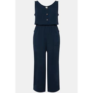 Ulla Popken  Jumpsuit, 7/8-Länge, Musselin, V-Ausschnitt, ärmellos 