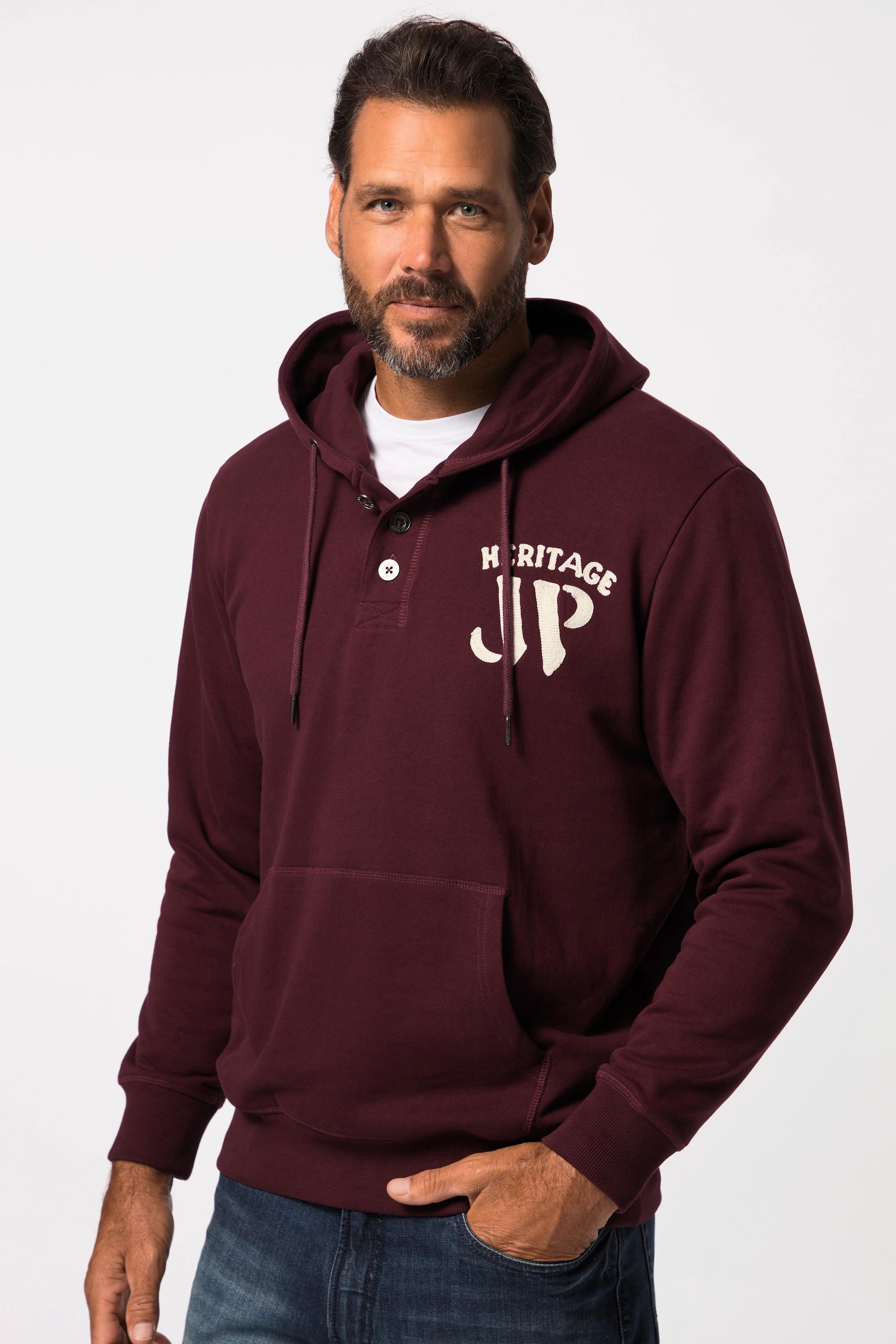 JP1880  Sweat à capuche, logo brodé sur la poitrine marrone nougat 