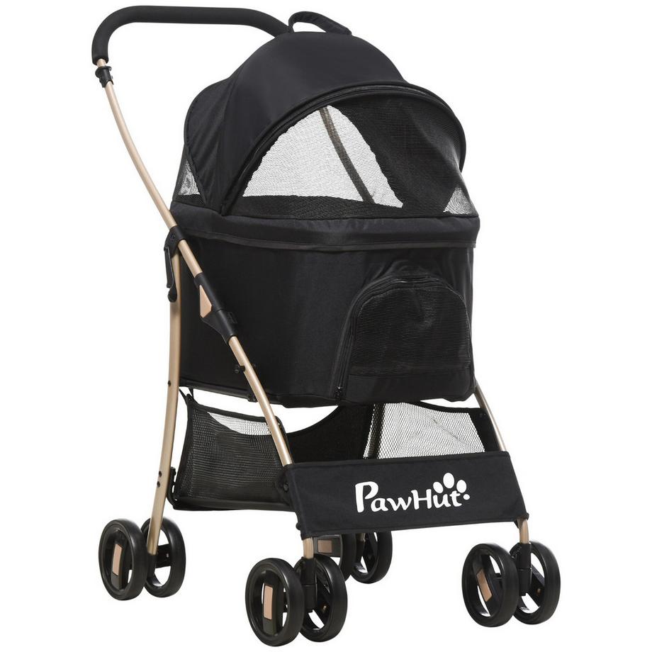 Northio  Poussette Pour Chien 2 En 1 Et Sac De Transport, Poussette Pliable Pour Chien Avec Coussin, 4 Roues, Fenêtre En Maille, Tissu Oxford, Noir 