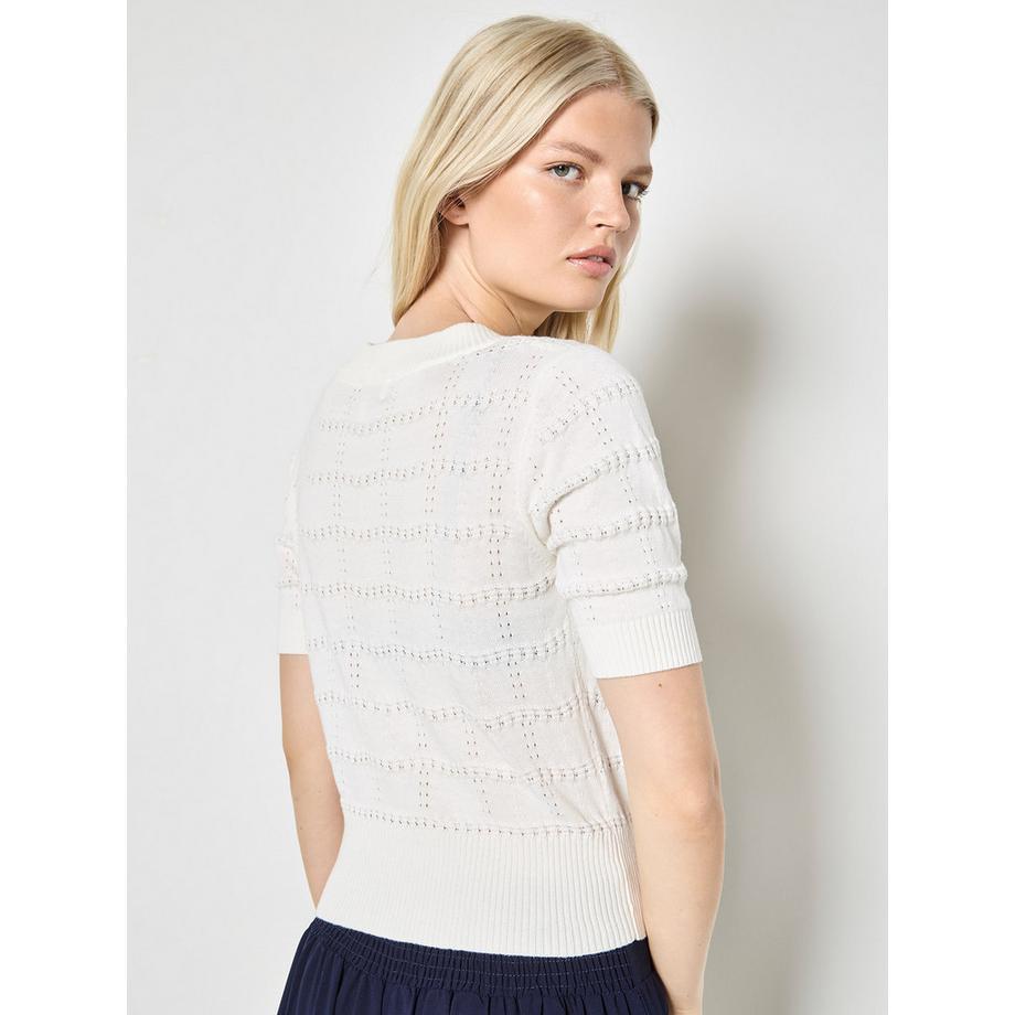 APRICOT Cardigan in maglia pointelle a righe  