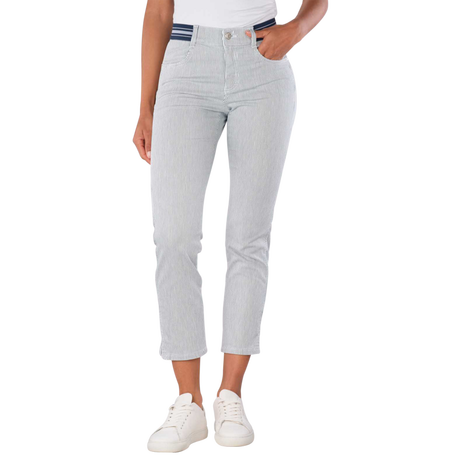 ANGELS Cici Slim Fit Crop Slit Sporty Light Stripe Jeans  