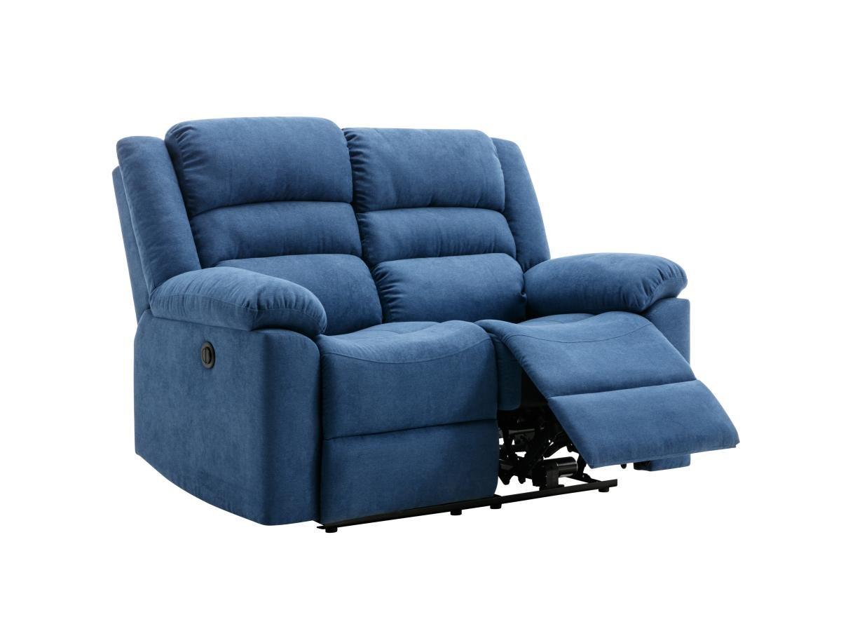 Vente-unique Relaxsofa 2-Sitzer elektrisch - Stoff - Blau - BUROLO  