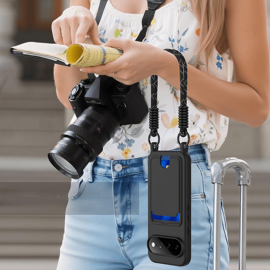 Cover-Discount Coque en silicone avec porte-carte et bandoulière pour Google Pixel 11 Pro XL  