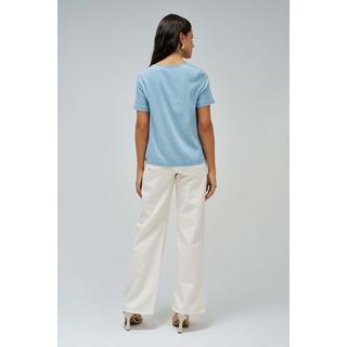 Salsa Lightdenim Metallic Detail Kurzarmbluse  