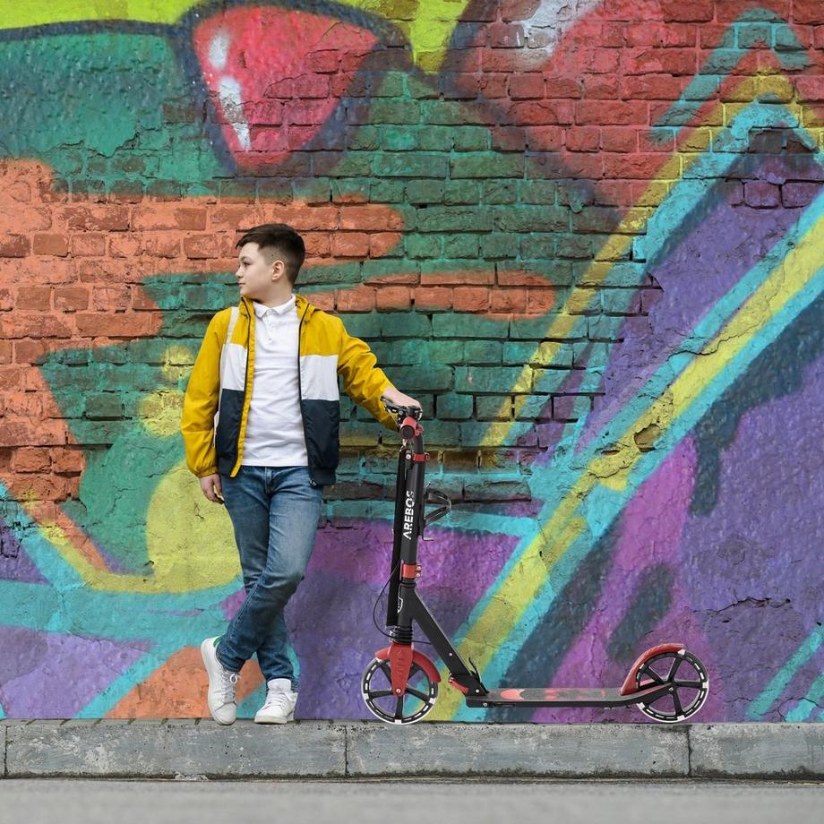 Arebos  Tretroller Scooter Kickroller Cityroller | bis 100 kg | mit LED Reifen 