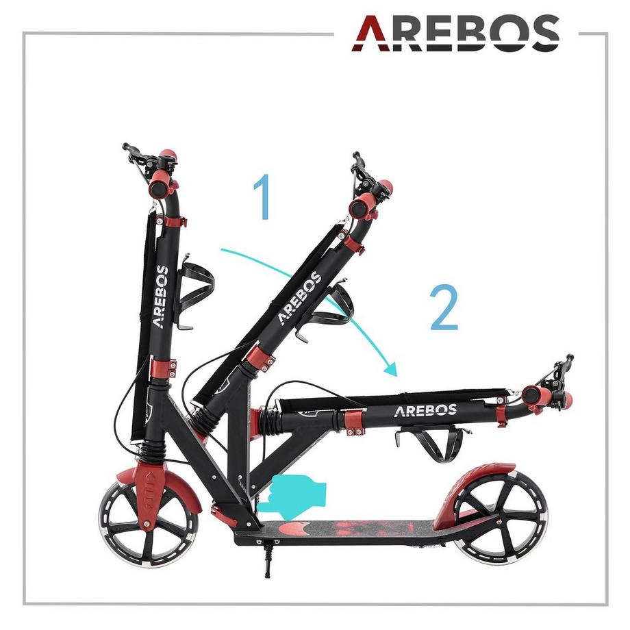 Arebos  Tretroller Scooter Kickroller Cityroller | bis 100 kg | mit LED Reifen 