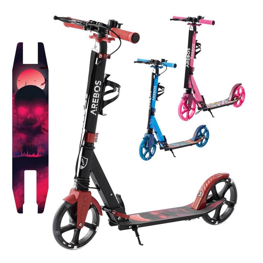 Arebos  Tretroller Scooter Kickroller Cityroller | bis 100 kg | mit LED Reifen 