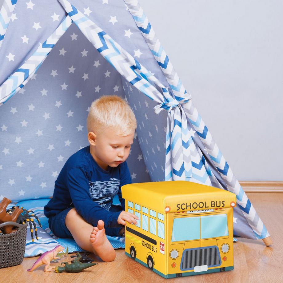 B2X Coffre à jouets pliable avec espace de rangement  