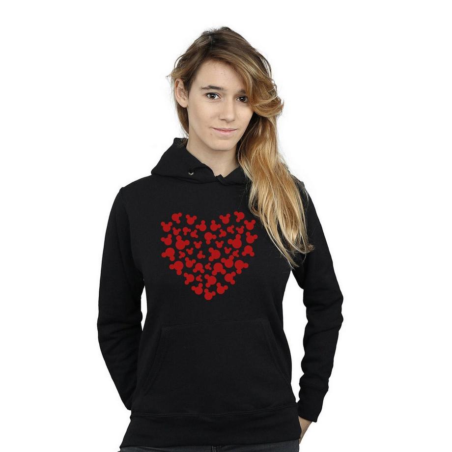 Disney Mickey Mouse Stampa Cuore Felpa con Cappuccio  