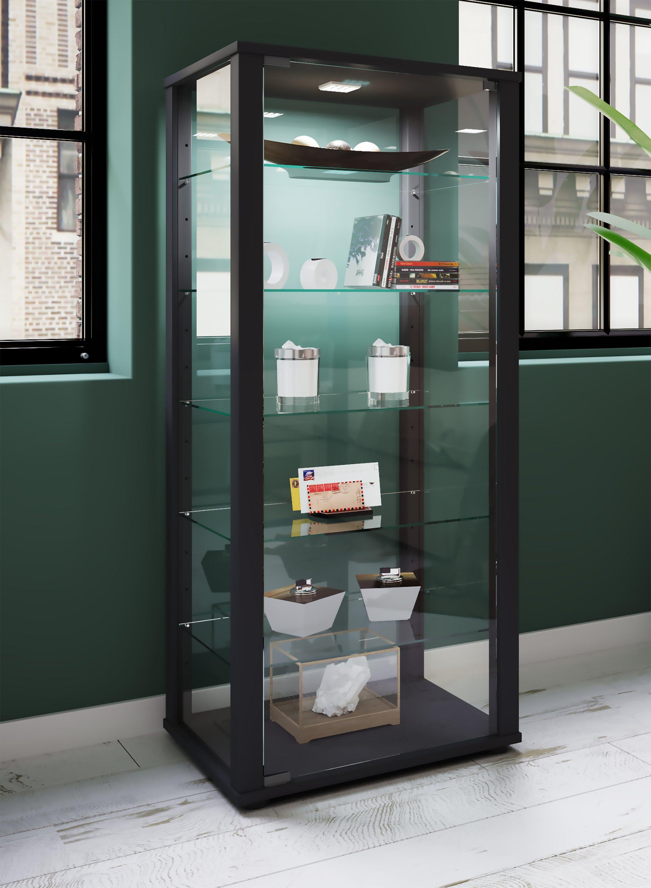 VCM Holz Glas Vitrine Sammelvitrine Glasvitrine Schaukasten Standvitrine Kavisa L  