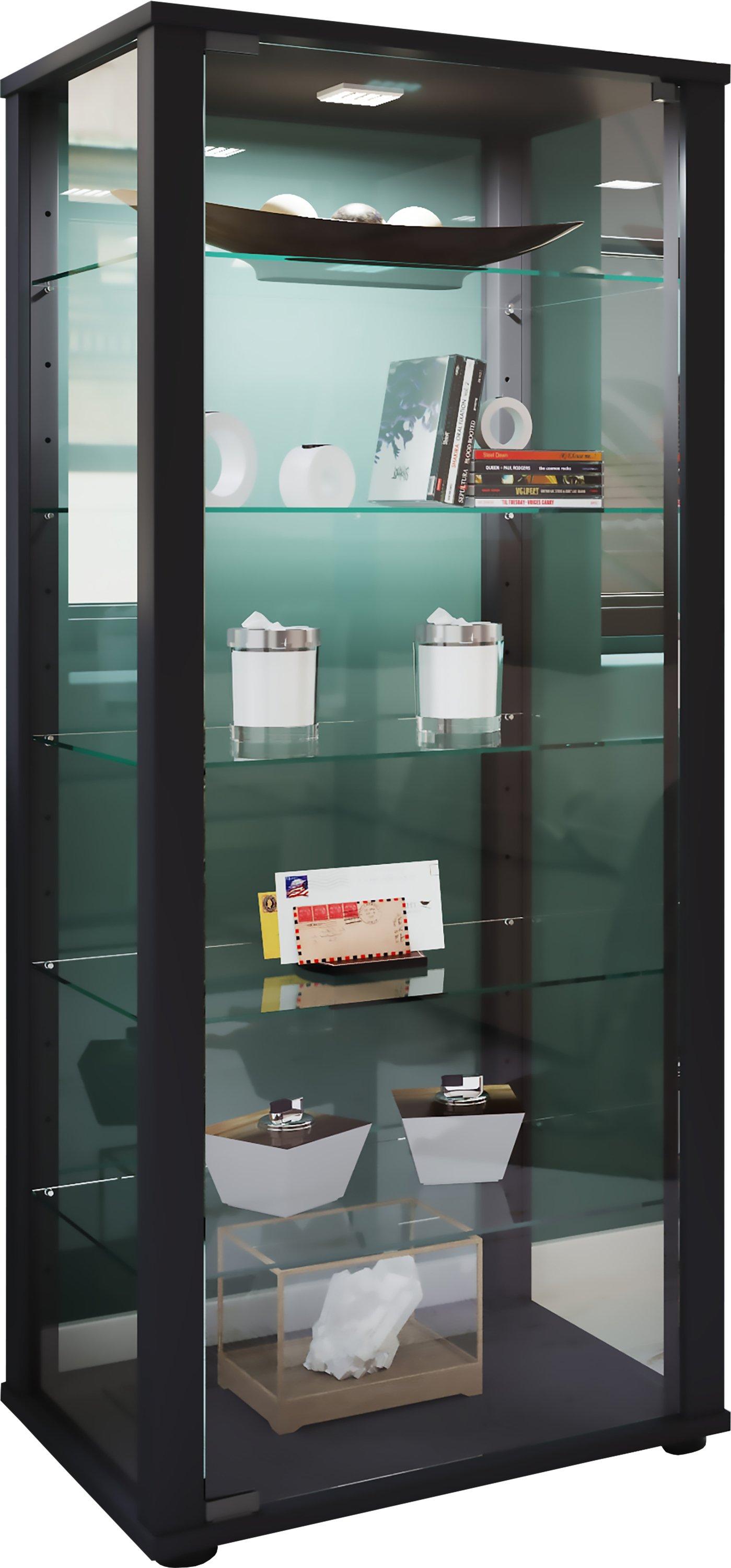 VCM Holz Glas Vitrine Sammelvitrine Glasvitrine Schaukasten Standvitrine Kavisa L  