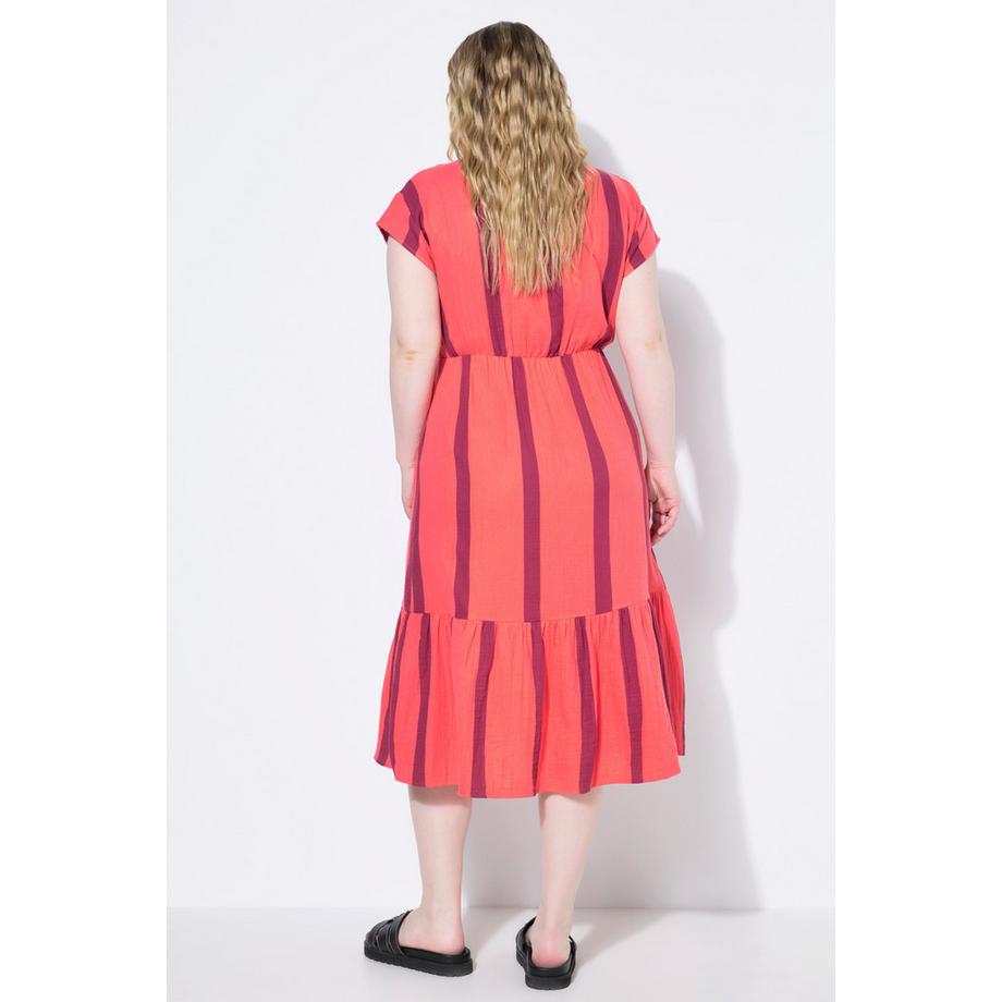 Studio Untold Robe Midi Mousseline Rayée Coupe Évasée  