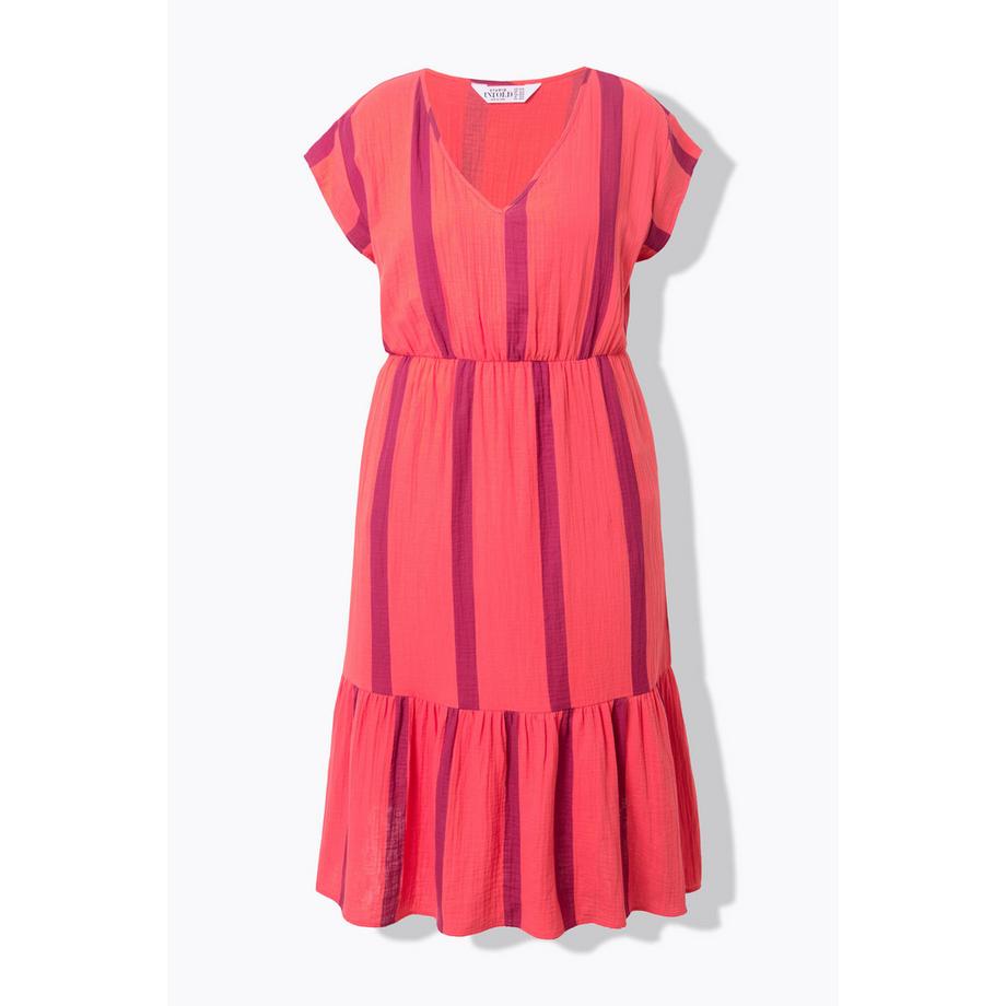 Studio Untold Robe Midi Mousseline Rayée Coupe Évasée  