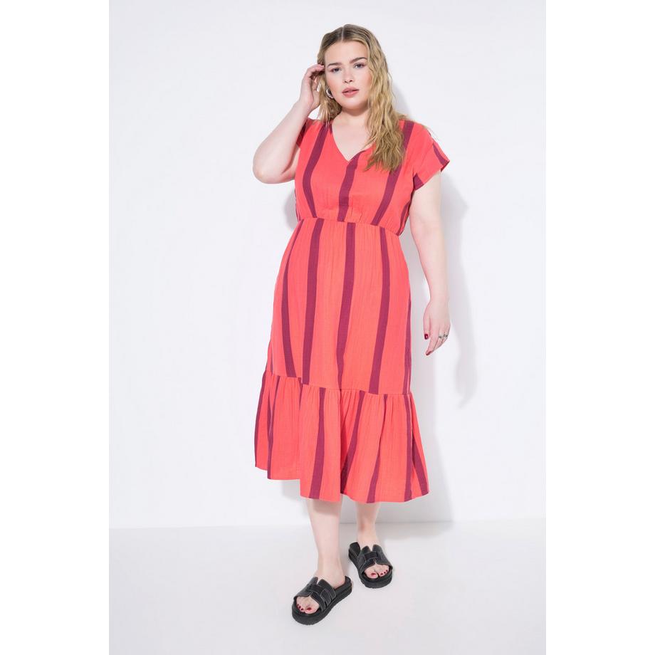 Studio Untold Robe Midi Mousseline Rayée Coupe Évasée  