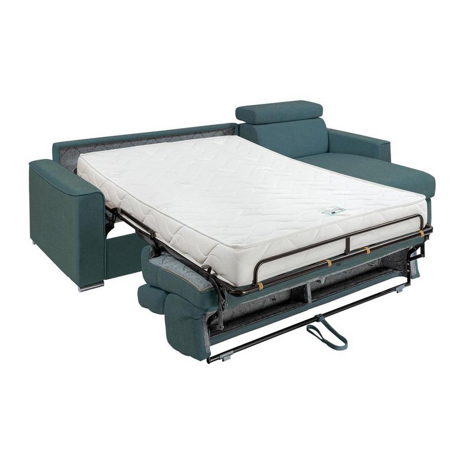 Vente-unique Ecksofa mit Matratze - Ecke wechselbar - Stoff - Blau - Liegefläche mit Lattenrost mit breiten Latten 160 cm - Matratze 18 cm - VIZIR  