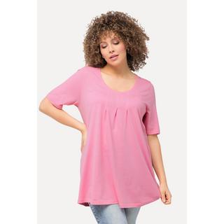 Ulla Popken  T-Shirt, Zierfalten, A-Linie, Rundhals, Halbarm, Modal 