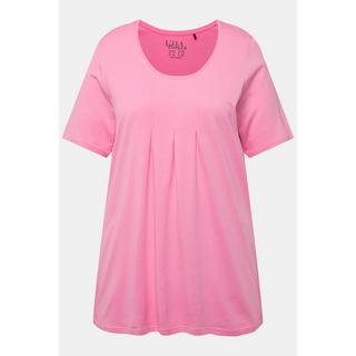 Ulla Popken  T-Shirt, Zierfalten, A-Linie, Rundhals, Halbarm, Modal 