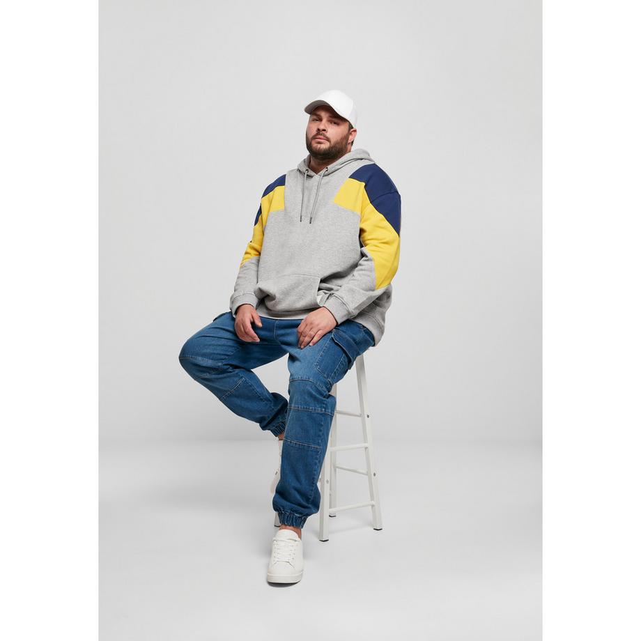 URBAN CLASSICS Felpa con Cappuccio Oversize 3-Tone Taglie Forti  