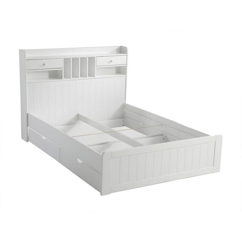 Vente-unique Letto matrimoniale alla francese con scomparti 1 in Pino Bianco MEDERICK  