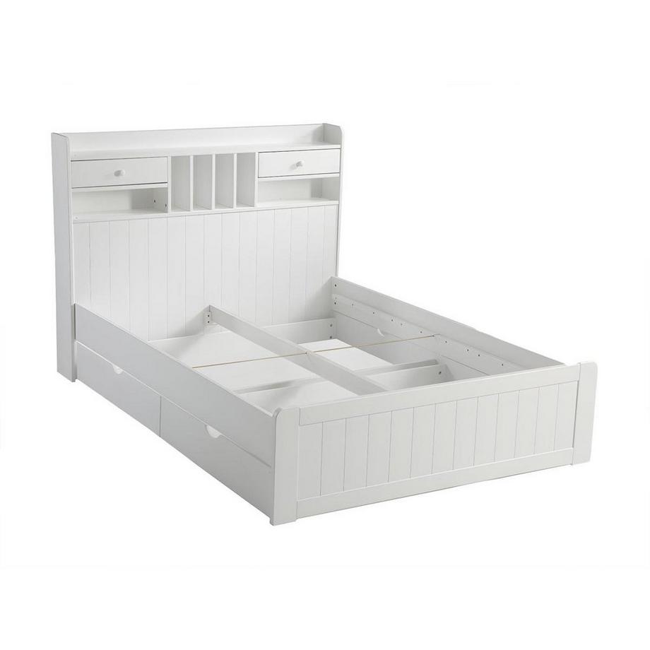 Vente-unique Letto matrimoniale alla francese con scomparti 1 in Pino Bianco MEDERICK  