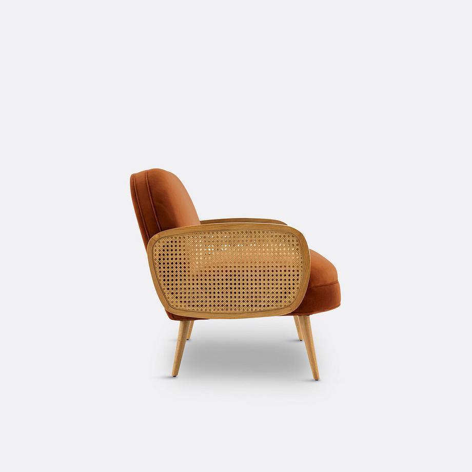 La Redoute Intérieurs Canapé velours et cannage  