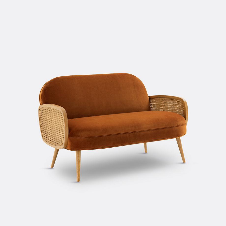 La Redoute Intérieurs Canapé velours et cannage  