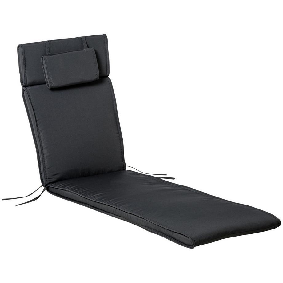 Coussin De Chaise Longue Coussin De Chaise Longue De Jardin Avec Taie D'Oreiller Amovible Polyester + Fibre De Coton Gris 198 X 53 X 5 Cm