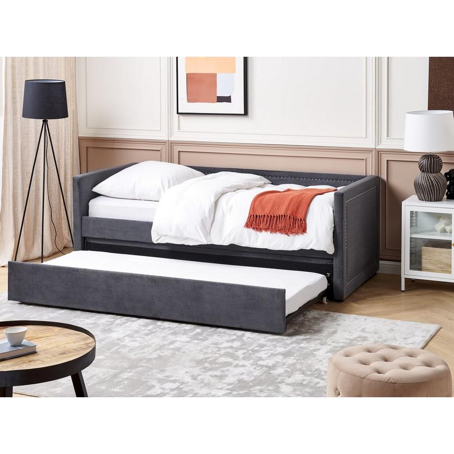 Beliani Lit à lattes en Velours côtelé Moderne MIMIZAN  