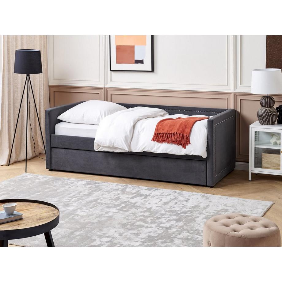 Beliani Lit à lattes en Velours côtelé Moderne MIMIZAN  