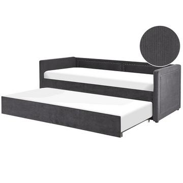 Lit à lattes en Velours côtelé Moderne MIMIZAN