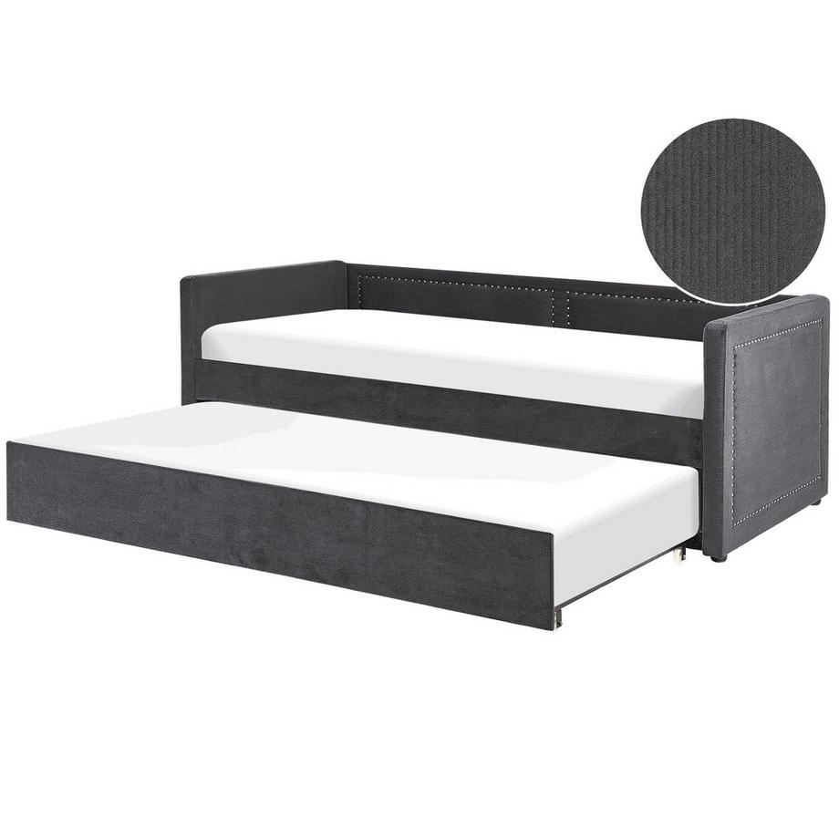 Beliani Lit à lattes en Velours côtelé Moderne MIMIZAN  