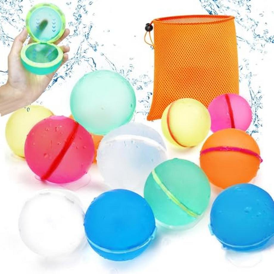 Activity-board  Wasserballons selbstschließend, 12 Stück wiederverwendbare Wasserballons Bomben, Wasserballon-Set Splash Balls, einfaches und schnelles Befüllen 
