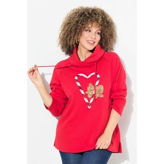 Ulla Popken  Sweat-shirt à col montant et manches longues, sucre d'orge 