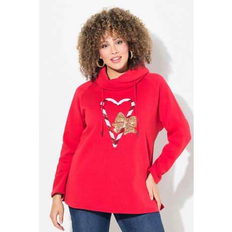 Ulla Popken  Sweat-shirt à col montant et manches longues, sucre d'orge 