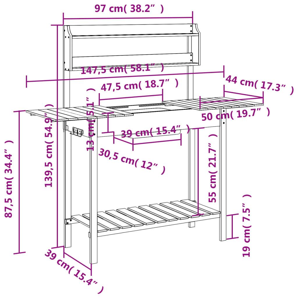 VidaXL Table d'empotage bois  