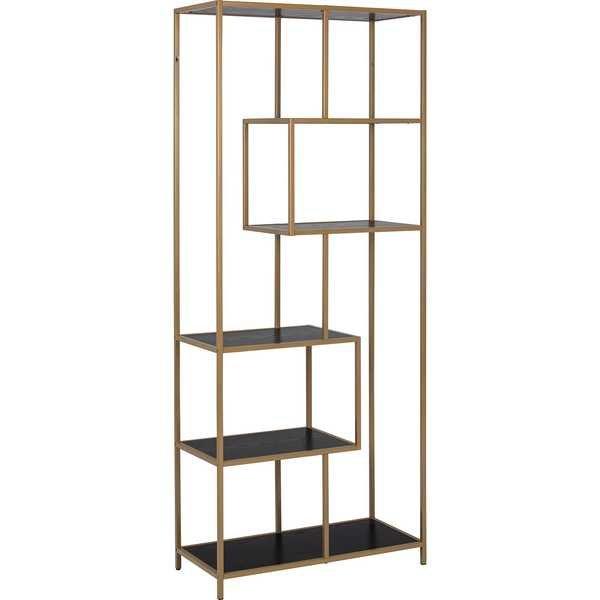 mutoni Libreria multipla Bronx 4 ripiani melaminico frassino color nero oro 77x35x185cm  