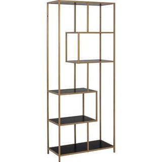 mutoni Libreria multipla Bronx 4 ripiani melaminico frassino color nero oro 77x35x185cm  