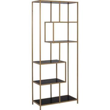 Libreria multipla Bronx 4 ripiani melaminico frassino color nero oro 77x35x185cm