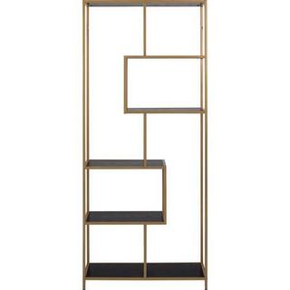 mutoni Libreria multipla Bronx 4 ripiani melaminico frassino color nero oro 77x35x185cm  