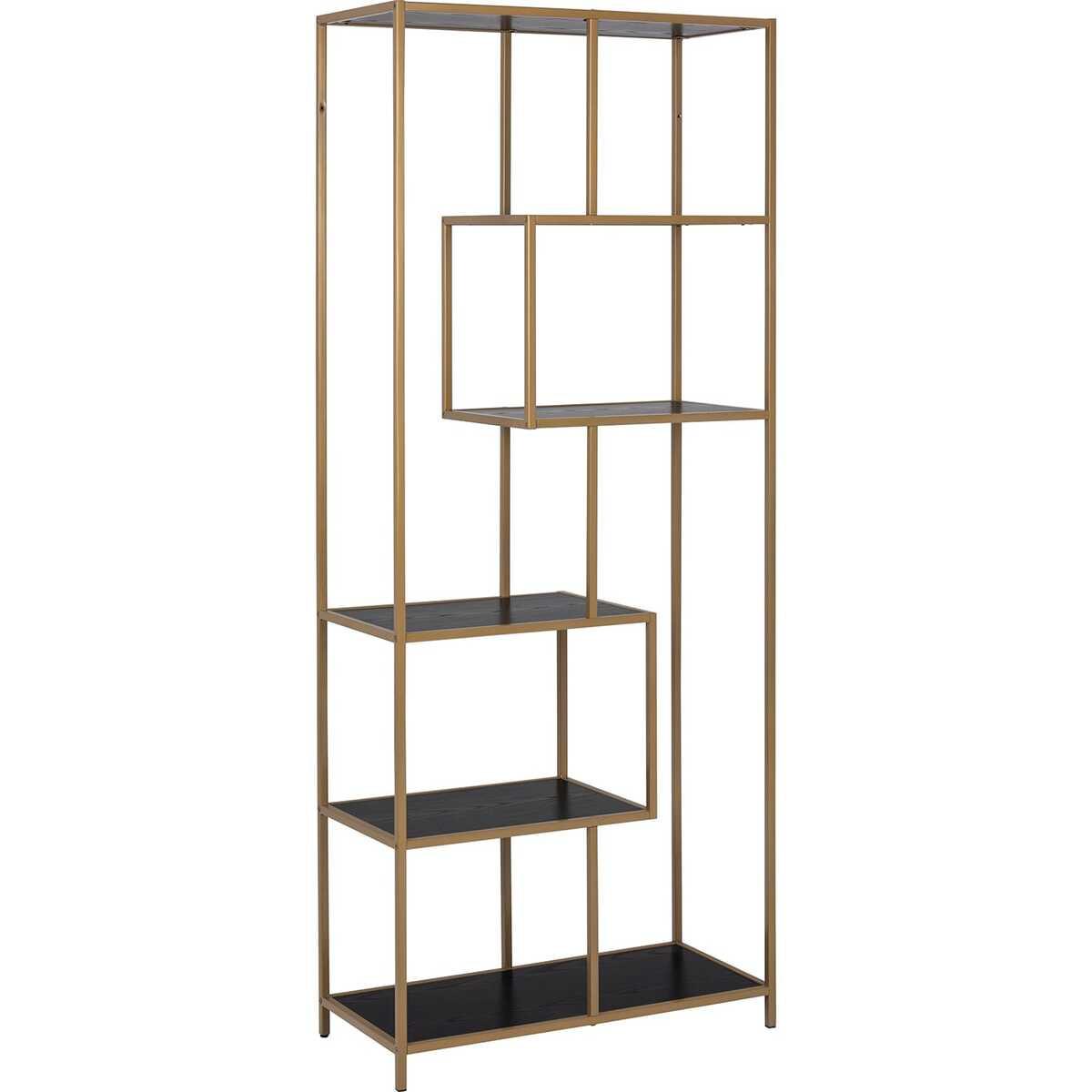 mutoni Bücherregal Multiple Bronx 4 Böden Melamin Esche Schwarz Goldfarben 77x35x185cm  