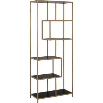 Bücherregal Multiple Bronx 4 Böden Melamin Esche Schwarz Goldfarben 77x35x185cm