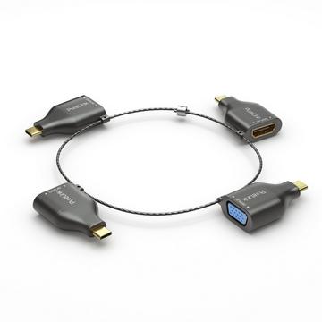 PureLink IQ-AR300 Videokabel-Adapter 4 x USB Type-C DisplayPort + Mini DisplayPort + HDMI + VGA Schwarz, Gold
