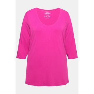 Ulla Popken  Shirt, tiefer Rundhalsausschnitt, 3/4 Arm 