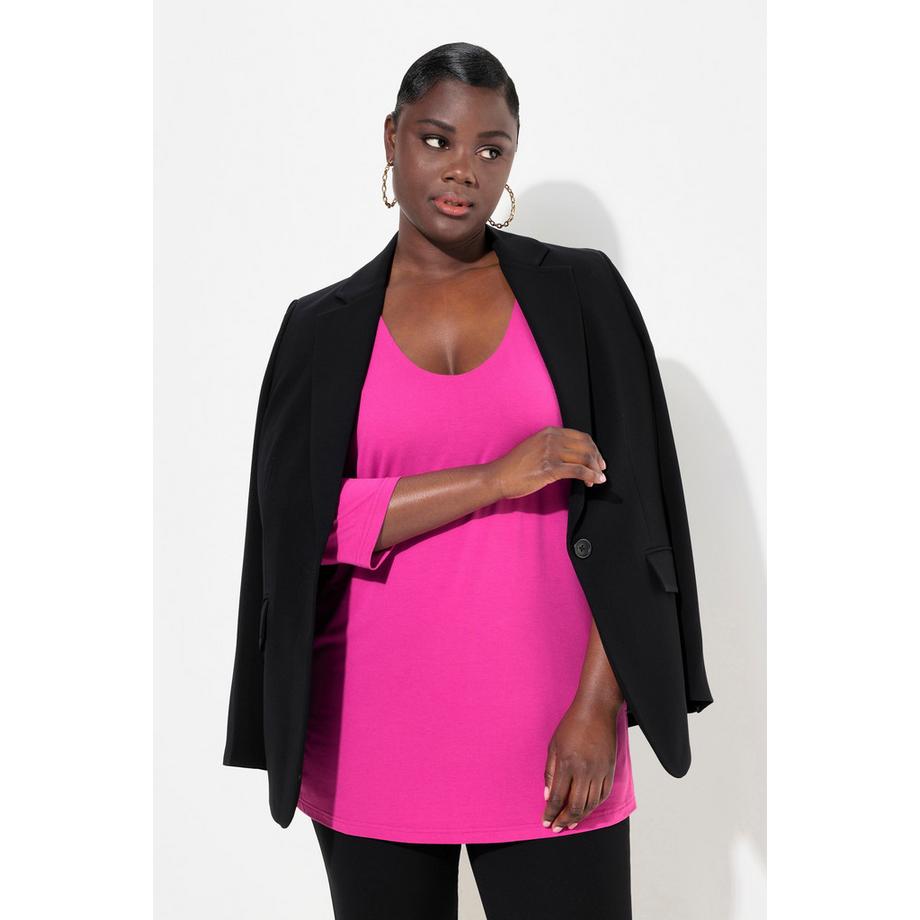 Ulla Popken T-shirt Décolleté Rond Profond Manches 3/4  