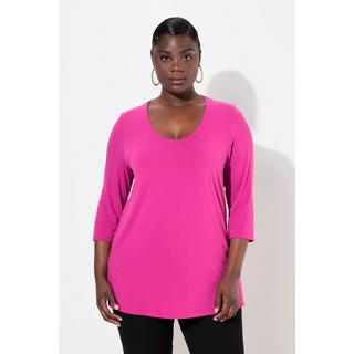 Ulla Popken  T-shirt manches 3/4, profond décolleté rond 