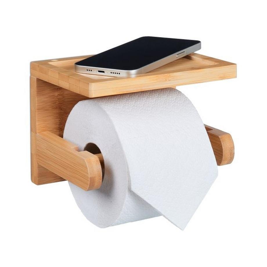 B2X  Toilettenpapierhalter aus Bambus mit Ablage 
